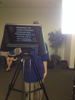 Don't worry about memorizing your lines. We have a professional grade teleprompter to upload your script or bullet points