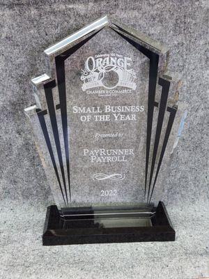 Orange Chamber of Commerce Small Business of the Year Award 2022