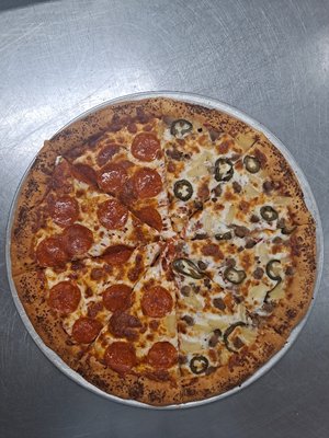 Half Pepperoni, Half Pineapple with Jalapeños