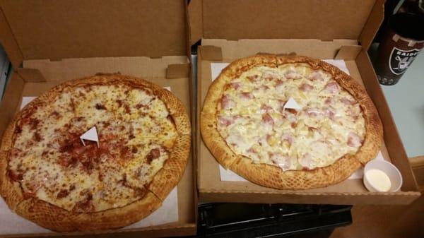 Hawaiian and a ham, bacon,  pepperoni!  Yum but 41.55$