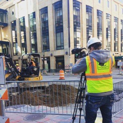 Shooting video for a construction safety presentation in Minneapolis, MN.