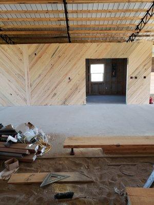 our walls going up in the enclosed horse barn!