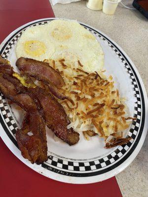 Eggs hash browns and bacon