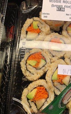 Again, even the veggie roll is not safe from gelatinous rice -yuck!