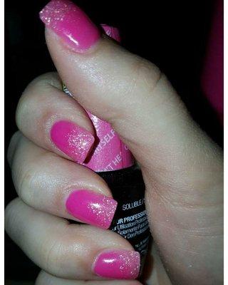 Pink acrylic with glitter fade