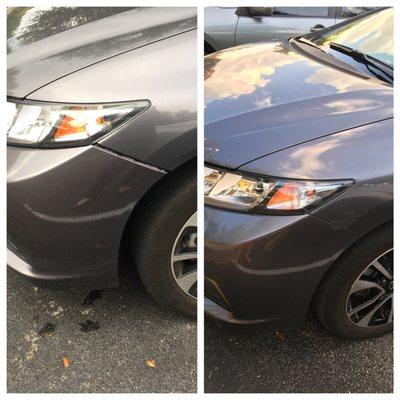 Side view of before and after bumper