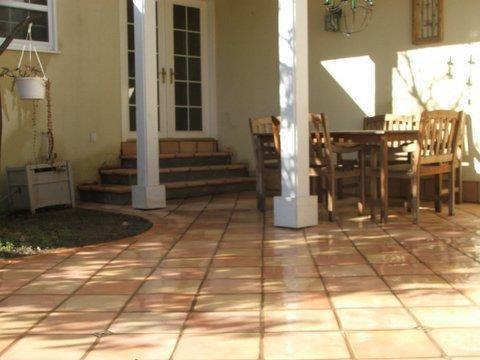 terra cotta tile patio deck and steps -- in Los Gatos, California.