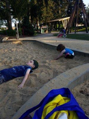 Full on swimming at sandy beach @ Les Gove Park