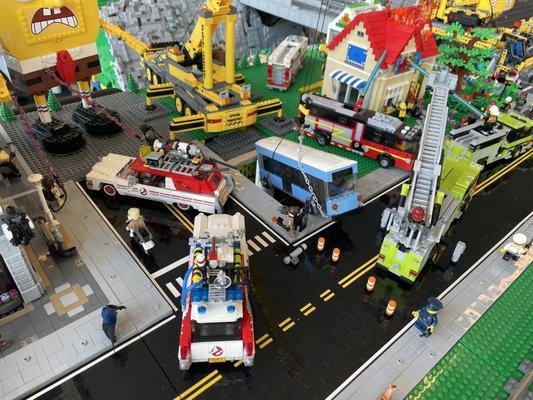 Very cool Lego display.  Bus in the sinkhole!!! Only in Pgh!!!