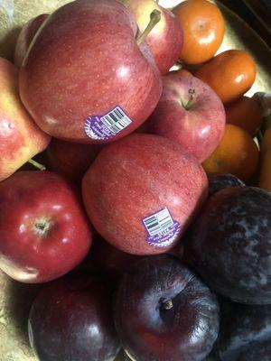 Organic Gala Apples, Black Plums, Manderins