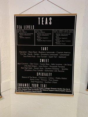 Teas Menu