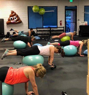 Stability ball work on Core Strength day