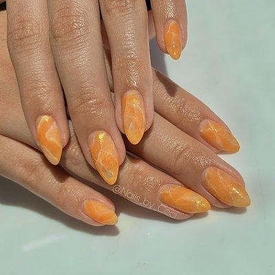 Orange quartz gel mani