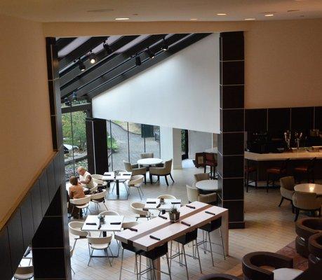 Spacious Restaurant. Looking down from second floor atrium