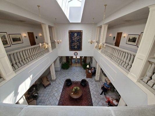 Balcony above atrium.