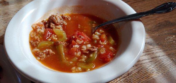 Stuffed green pepper soup