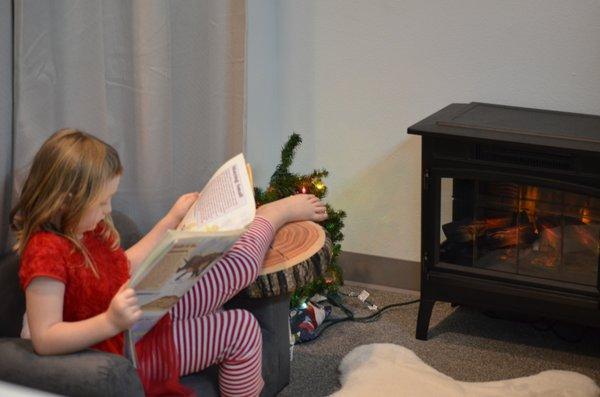 Reading and relaxing in the library