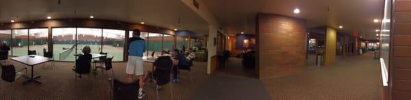 Panarama of 3 of the courts and part of the lobby (like 9 indoor courts and another 8*ish outside)