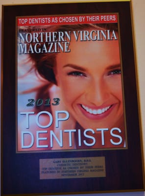 Dr. Ellenbogen was chosen as one of the Top Dentists  in Northern Va. by his peers in the Northern Va. Magazine for 2012-2014'