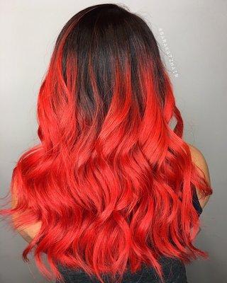 Fire red ombre by Sara