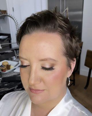 Elevated soft glam short hair style