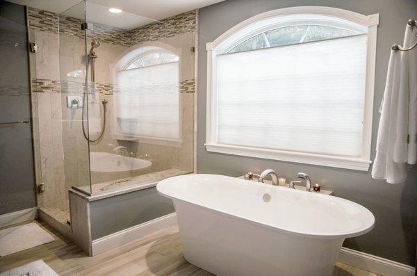 A Bath with a view with soaker tub in Bedford NH