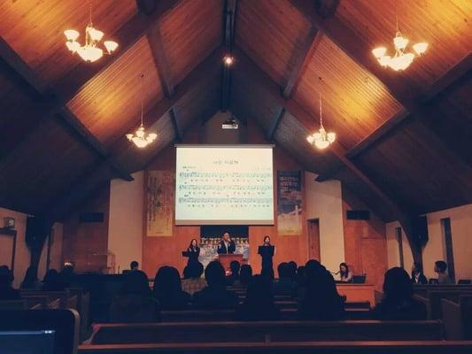 Evening worship in main chapel