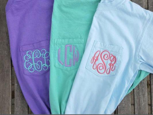 Embroidered monogrammed pocket tee