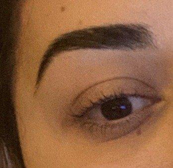 Eyebrow: powder brow tattooed in 2019 and eyebrow lamination