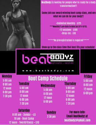 Beatbodyz Schedule