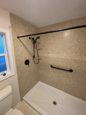 Sierra Sand wall surround with a 72" shower pan