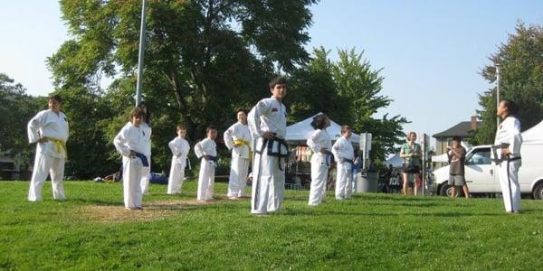 Martial arts demonstration in the park