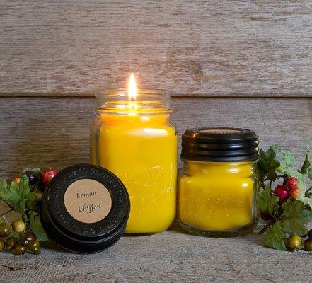 Lemon Chiffon Barn Candles in Pint and Half Pint