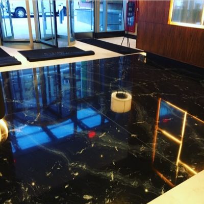 Black marble floor shine finish