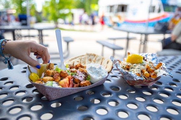 Greek Salad w/ Chicken & Feta Fries