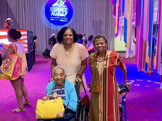 My 95 year old Mom and sisters at Essence Festival.