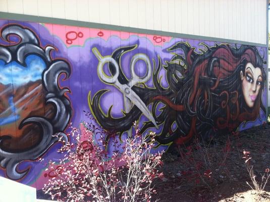 Our mural on the side of our building! We thank the awesome guys at lowbrow tattoo!!