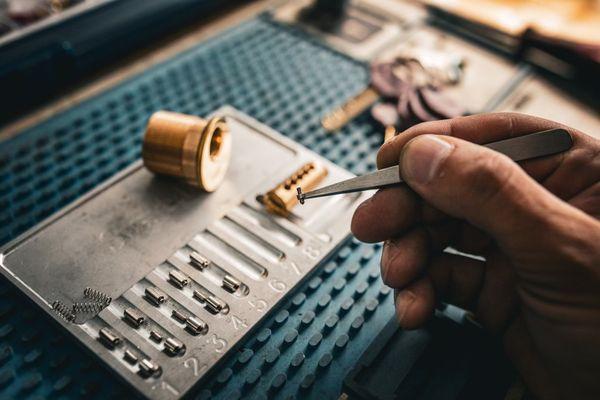 This pin-in-pin dimple lock is a great example of what a high security lock looks like inside