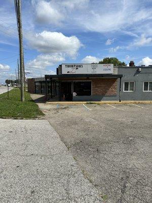 Front of the building and parking lot