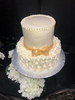 Two tier vanilla almond cake