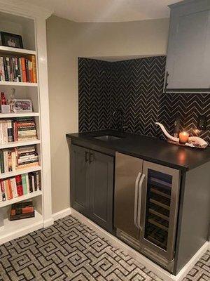 Custom wet bar, countertop and tile