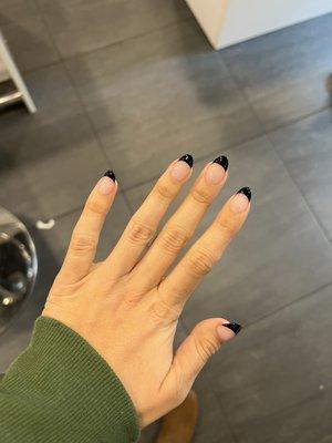 powder dip nails by Lily with a gel French tip