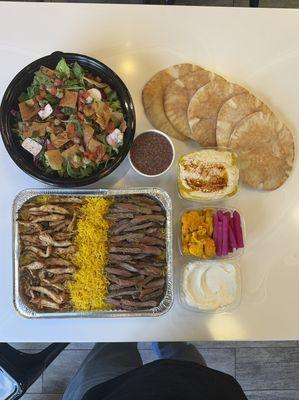 The feast very popular, family meal serves up to 4 to 6 people $54.95, bigger groups available