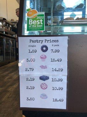 Pastry prices