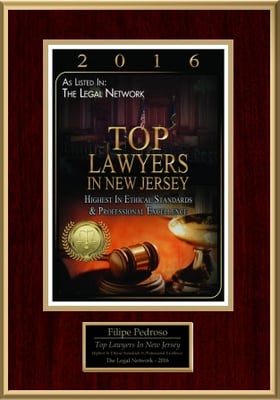 Managing Attorney Filipe Pedroso has been ranked as TOP LAWYER IN NEW JERSEY by The Legal Network.