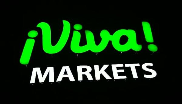 The neon sign of Viva Market!