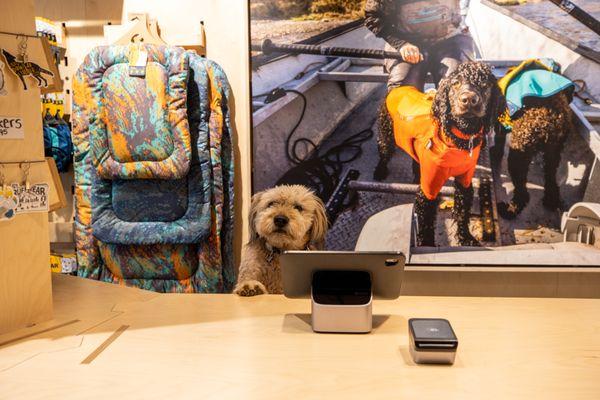 Ruffwear employee Marvin greeting guests as they come in at the counter.