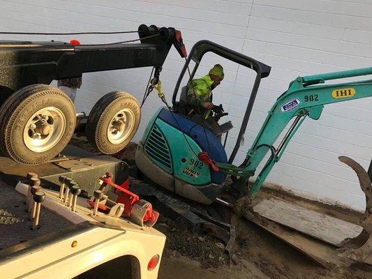 Stuck mini excavator