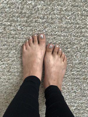 Gel Pedicure: mixed two different glitters