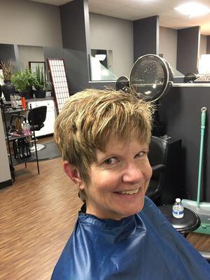 Connie loves her short textured cut and her multi-colored look!